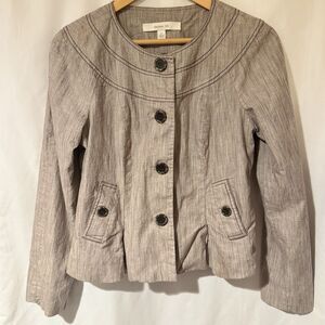 Vintage Madison Hill Women’s Small Beige Linen Cotton Blend Jacket Pockets Y2K